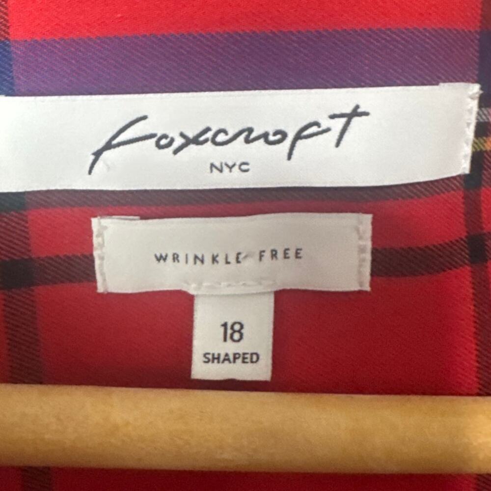 Foxcroft Plus Size Button Up Blouse Red Plaid Wri… - image 6